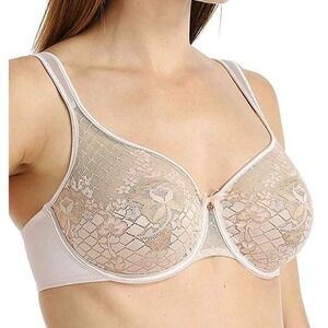 Empreinte Melody Seamless Full Cup Bra Women 34G Gray Gold Floral Lace Underwire